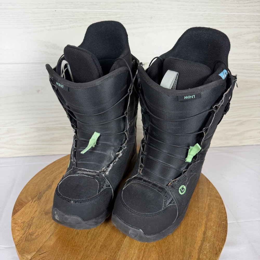 Burton Mint Snowboard Boots Womens 7 Black Green Speed Zone Imprint 1 True Fit